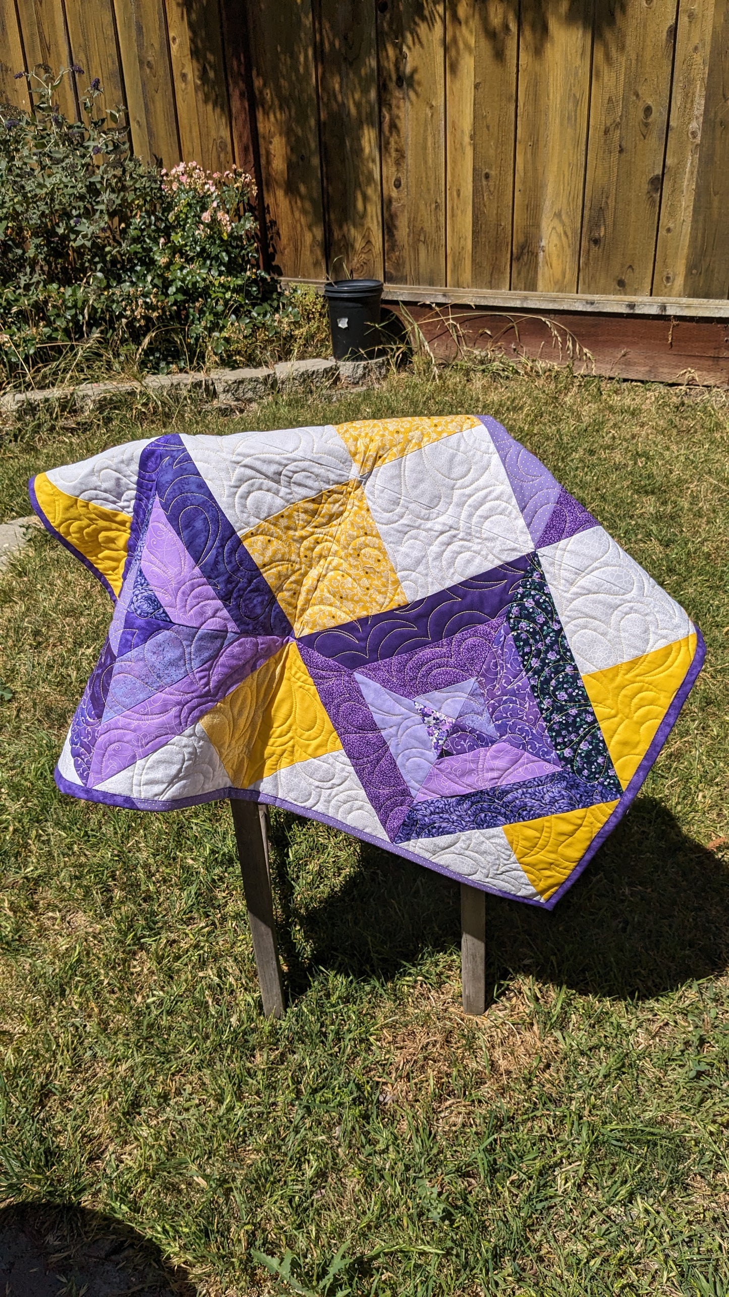 Baby Quilt/Table Topper - purple and yellow