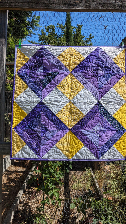 Baby Quilt/Table Topper - purple and yellow