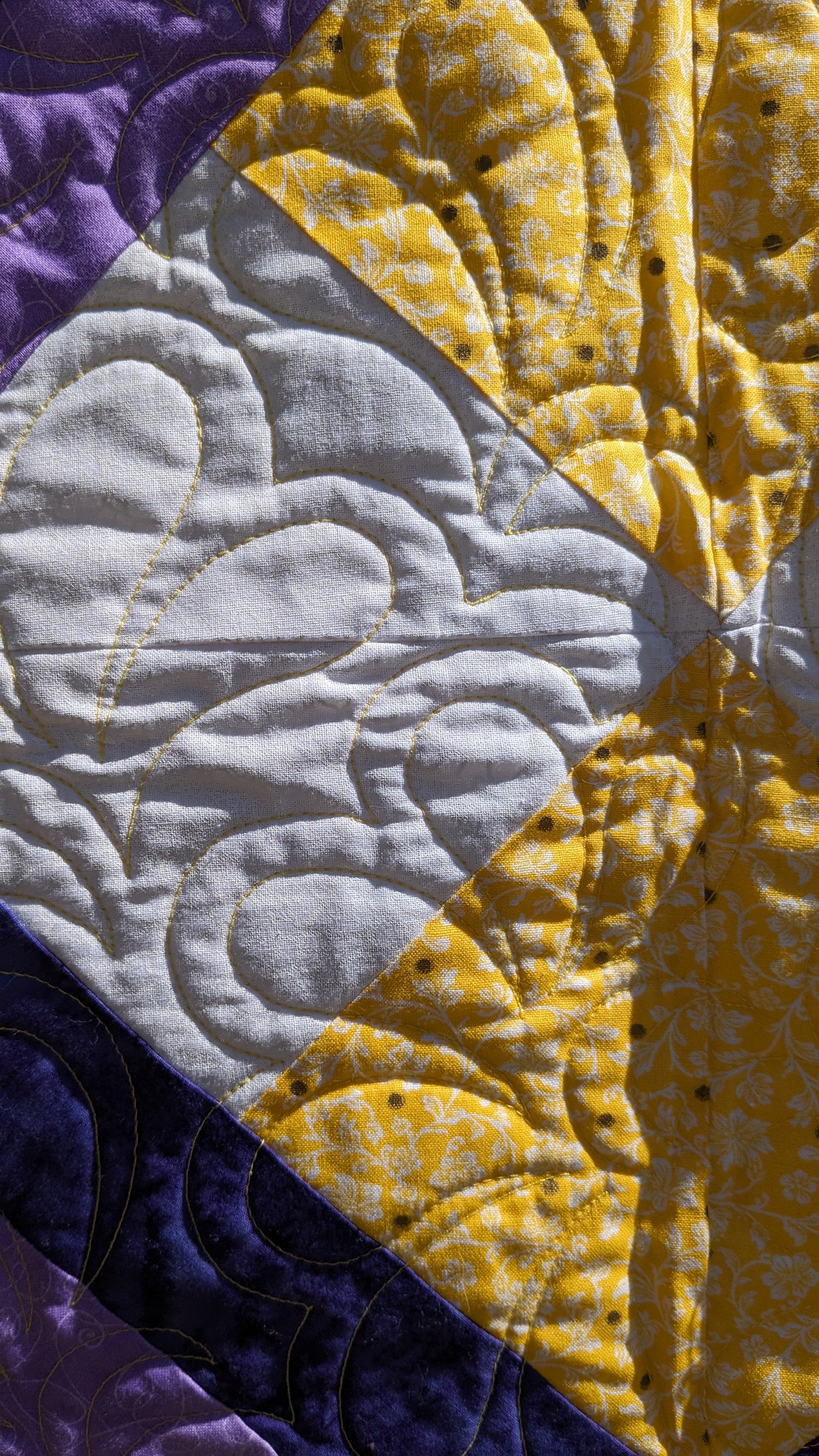 Baby Quilt/Table Topper - purple and yellow
