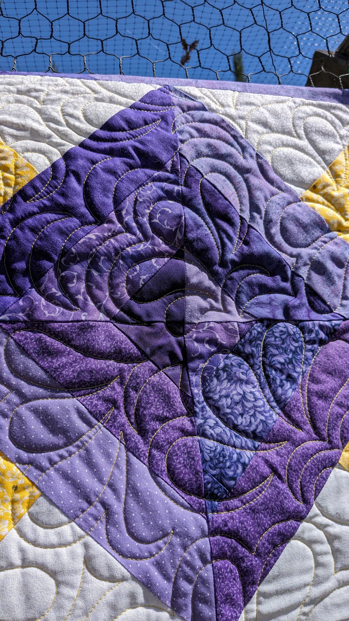 Baby Quilt/Table Topper - purple and yellow