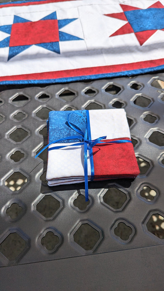 Red, White, and Blue Fabric Coasters - Fourth of July, Patriotic