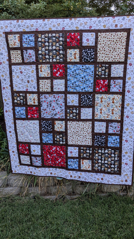 Gray Dog Theme throw quilt