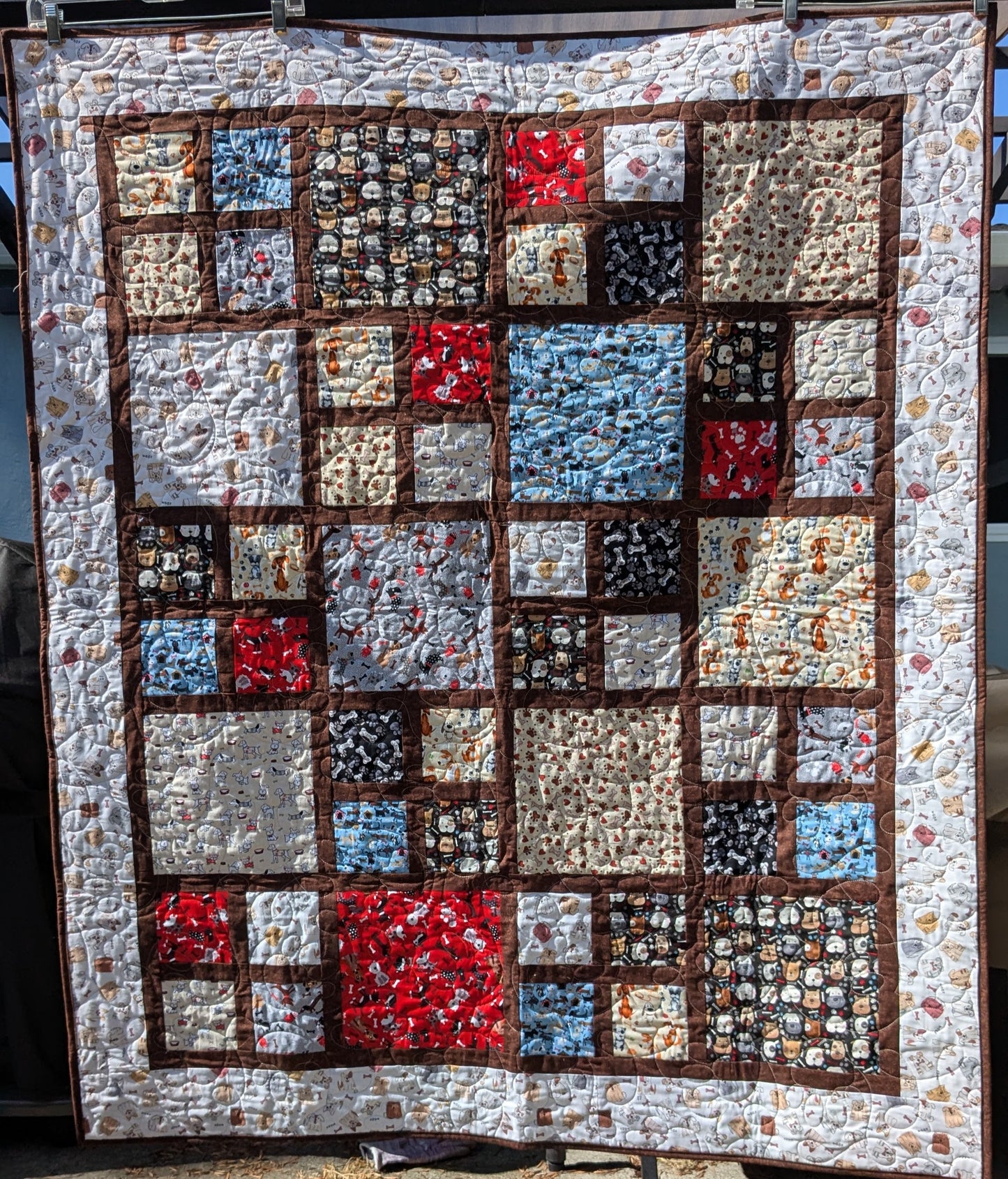 Gray Dog Theme throw quilt