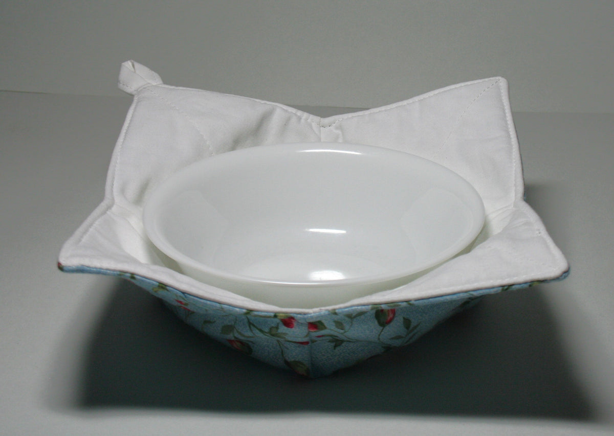 Bowl cozy - blue with dog bones