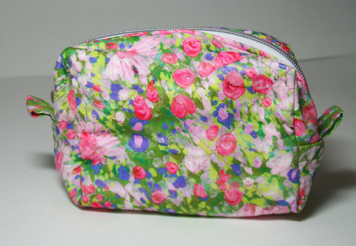 Floral boxy bag (small) - green and pink