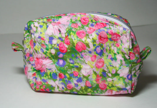 Floral boxy bag (small) - green and pink