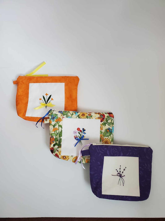 Hand Embroidered Zipper Pouch