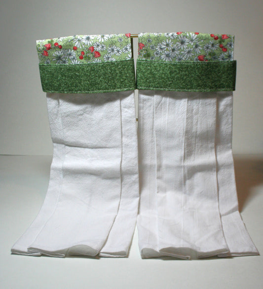 Tea Towel - green with strawberries